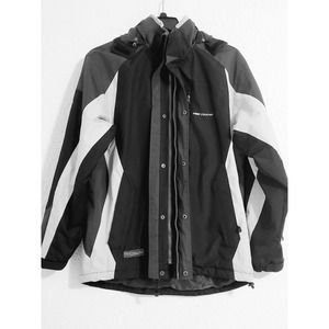 MENS FREE COUNTRY FCXTREME SIZE L BLACK COAT LINED JACKET WINTER SNOW INSULATED